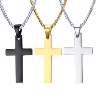 Fashion Personality Glossy Cross Pendant Titanium Steel Necklace Men and Women Accessories