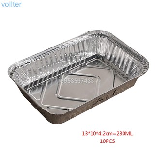 10pcs Rectangle Shaped Disposable Aluminum Foil Pan Take-out Food Containers with Aluminum Lids/With