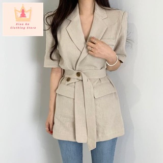 【Xiao Ge Clothing Store】Women Loose Blazer Suit 2020 Short Sleeve Tailored Collar Jacket