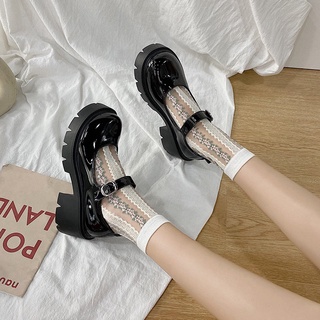 Small leather shoes women's British high heels Lolita shoes thick heels hepburn style shoes retro Mary Jane shoes