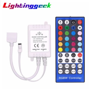 Lightinggeek RGBW Controller for 5050 RGBW/WW LED Strip Light 40Key IR Remote 5Pin Connector Cable Power Supply Wireless