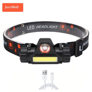 JucciMall Head Lamp Waterproof 2500lm Cob Led Built in Usb Rechargeable Headlight