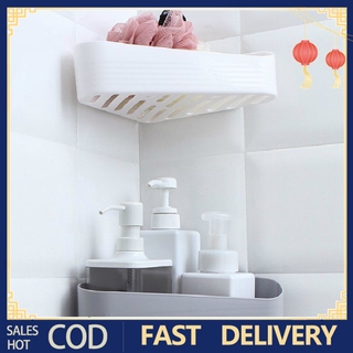 [IN Stock/COD] Bathroom Rack Wall Hanging Storage Rack Free Punching Bathroom Suction Wall Suction Cup Drain Rack Tripod [KG]