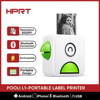 【Free Roll of Paper】HPRT Pooli L1 Portable Label Printer Inkless Mini Sticker Printer for Android Phone, Windows, Support USB and Bluetooth (1)