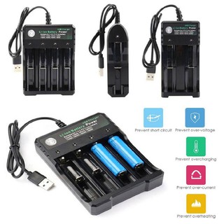 Battery Charger 18650 Lithium-Ion Rechargeable Battery Charger 4 Slots Cell Charging Adapter