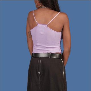 BIG SPECIAL SweetyGirl Women Streetwear Solid Purple Color Ruch Sleeveless Strap Crop Top (6)