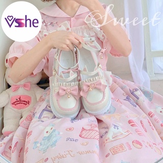 PH❉Lolita Japanese soft girl cute bow small leather shoes