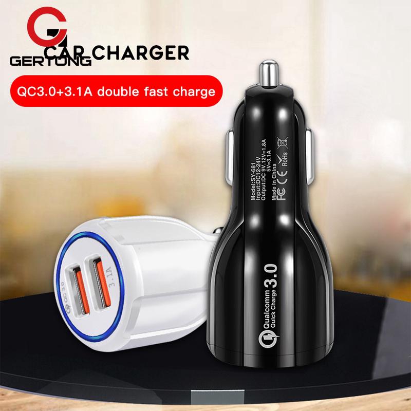 USB Mini Car Charger Quick Charge 3.0 2.4A 2 Port Fast Charging Charger