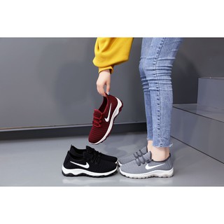 DKNC NIKE Korean super fashionable women's sneakers elastic mesh and breathable women's shoes