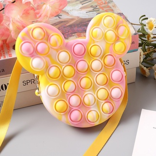 New Mickey Pop It Bag Bubble Toy Portable Silicone Fashion Wallet Bags