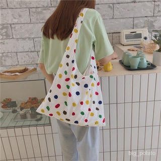 Polka Dots Handbag, Single Shoulder Wave Point Thin Little Fresh Pack Color Canvas Bag