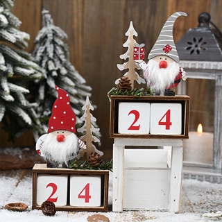 Creative Christmas Decoration Wooden Pine Cone Calendar Old Man Ornaments (7)