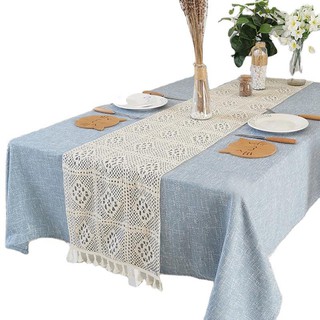 Rustic Beige Crochet Table Runner Cotton Macrame Table Runners Hollow Dresser Scarf Dining Room Table Cover