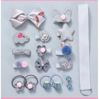 Pet Clothing & Accessories✤【momo】18in1 Baby girl hair clIps set princess crown with gift box Christm (1)