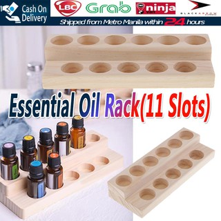 11 Holes Wooden Essential Oil Tray Storage Rack Handmade Natural Wood Display Rack Perfume Organizer