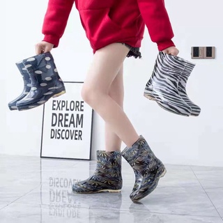 OUTDOOR Low Cut Women Rubber Rain boots shoe rainy boots water resistance floral design bota