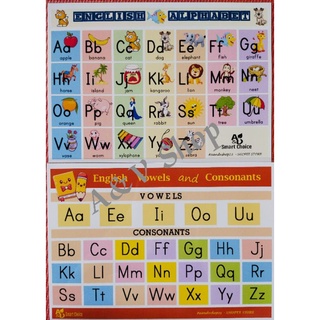 Educational Laminated ABC Chart English Alphabet and Vowels and Consonants Chart