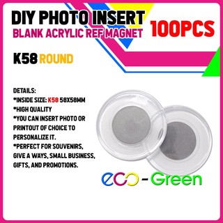 100 pcs K-58 Round Acrylic Photo Insert Ref Magnet Souvenirs