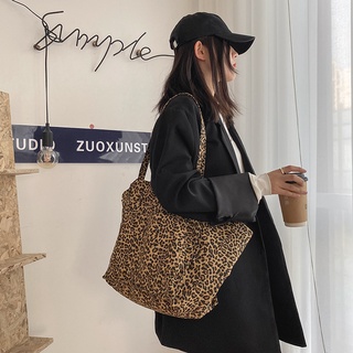 Bag Women's2020New Trendy Handheld Canvas Leopard Print Bag Shoulder Bag Large Capacity Totestote ba