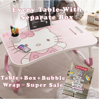 With Box Cartoon Foldable Laptop Table Lazy Bed Desk Student Desk Wooden Table Non-Slip