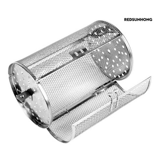 COD Stainless Steel BBQ Grill Oven Rotated Roaster Drum Peanut Coffee Beans Basket RH