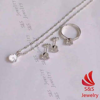 SS Jewellery 925 silver 3in1 earrings necklace ring size adjustable free box (4)