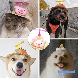 [Jinkeqcool] Fashion Pet Woven Straw Hat for Cat Sun Hat Sombrero for Small Dogs and Cats