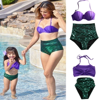 Mother and Daughter Mermaid Swimwear 2019 Summer Two Piece Bikini Swimsuit Bikini Set Family Matchin (1)