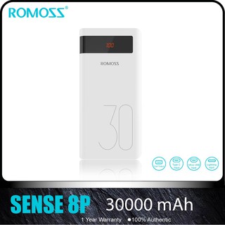 ROMOSS Sense 8P 30000mAh Dual Output 3 Input High Capacity LED Display Power Bank
