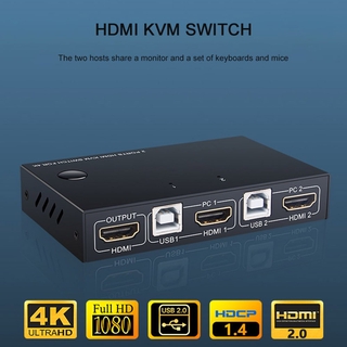2021✚●2 In 1 Out Design HDMI Compatible Switch Box 2 Ports 4K Video Display USB Switch KVM Splitter