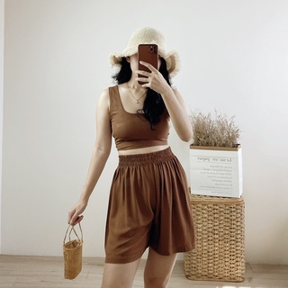 ESSENTIELMANILA Sleeveless Cropped Top + High Waist Shorts Comfy Set