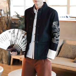 Tang Suit Men Chinese Wind Embroidery Dragon Coat Jacket Men Spring And