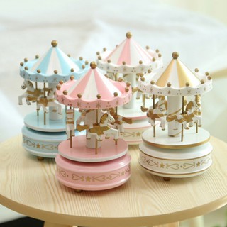 Carousel Music Box Wooden Child Toy Christmas Gift (1)