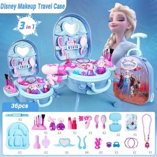 Disney Elsa Makeup set girls Trolley case Cosmetic box set Suitcase kids Dressing toy Princess Fro