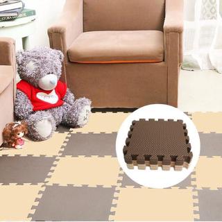 10Pcs 30cm x 30cm Coffee&Beige Soft Floor Plain Giant Puzzle Play Mats Assembled Home Splice Carpet Baby Crawling Mat (2)