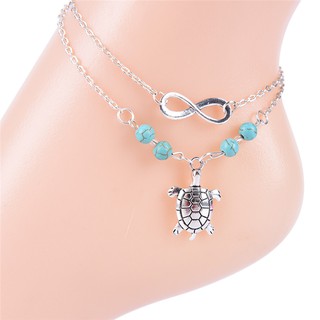 Retro Turquoise Turtle Pendant Anklet Chain Barefoot Sandal Beach Foot Jewelry