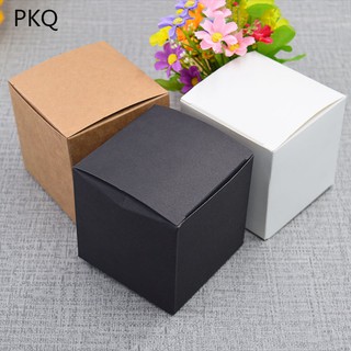 50pcs kraft paper packaging box Black/White/Kraft Paper Square Candy Box Wedding Party Favor Gift