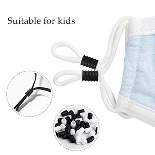 Csearch Mask Tightener Cord Lock White Black Soft Plastic Round Elastic Mask Adjustment Buckle Adult Children Elastic Adjustment Accessories