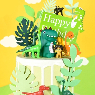Fun Dinosaur Theme Cake Topper Set Creative Dinasour Birthday Party Decorations Dinosaur Ornaments Toy Baking Gift