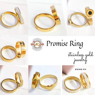 Bwmn.ph 18K PROMISE RING 12Pcs in 1 BOX STAINLESS GOLD RING HYPO-ALLERGENIC NON FADED WOMENS JEWELRY
