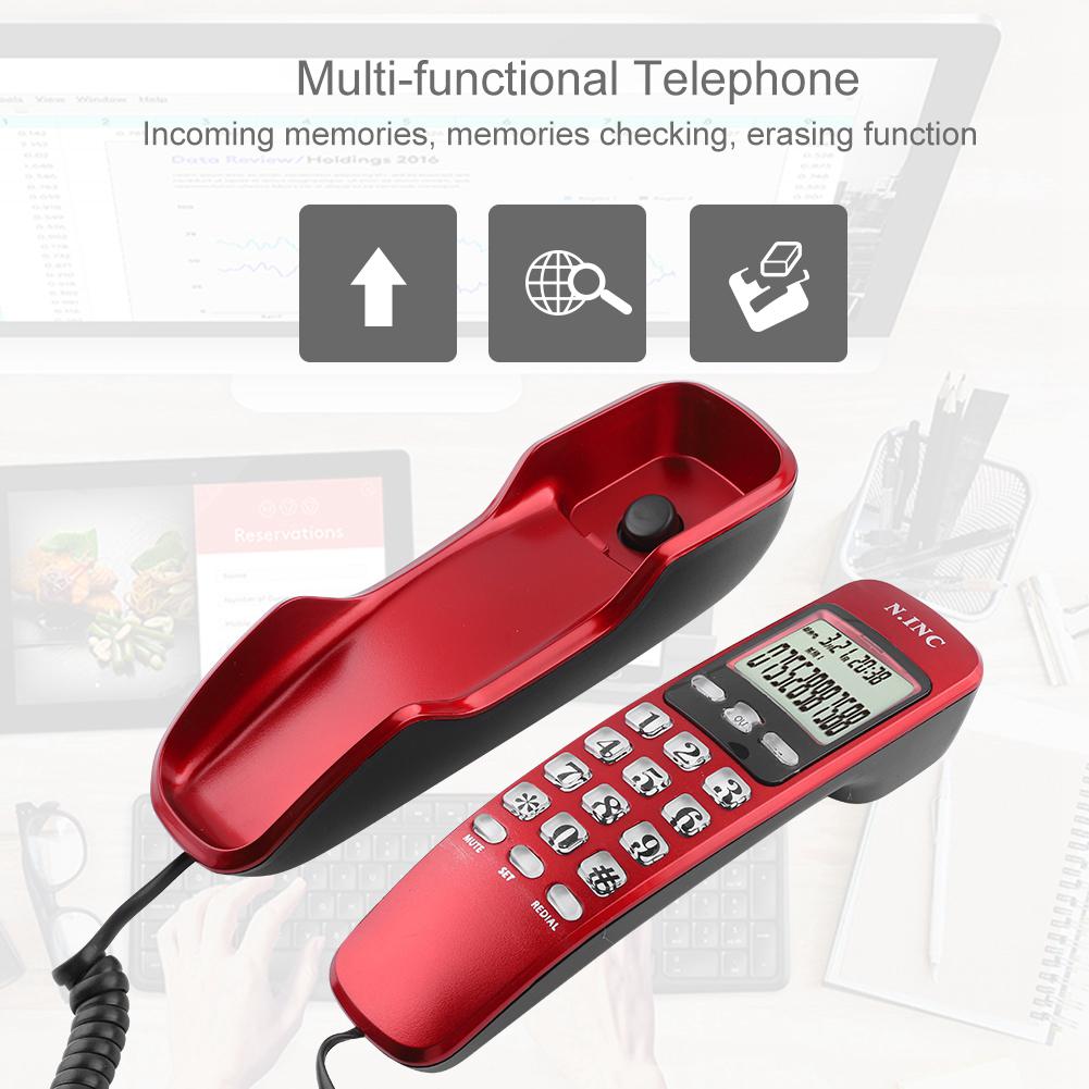 8eU6 Yimeni Landline LCD Wall ID Incoming Hotel Home office Mini Telephone Display Black Red