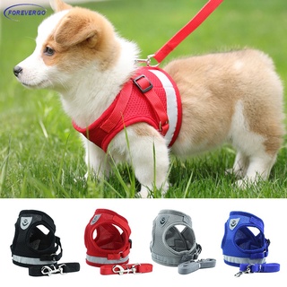 Dog Cat Harness Vest Adjustable Walking Reflective Lead Leash Breathable Mesh Chest Rope for Small Medium Pet