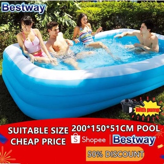 In Stock BESTWAY 2m normal size Swimming Pool Inflatable pool for Adult Kids Family Outdoor