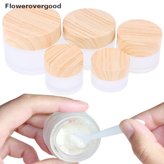 happyTescoFgph 5g 10g 15g 30g 50g Frosted Glass Cream Jar Wooden Make-Up Skin Care Container New pPG