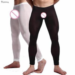 Men Pants Breathable Stretch Skinny Solid See through Elastic Long johns Leggings Bottoms Men (2)