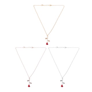 *J❤*Beauty and Beast Golden Filled 3D Red Rose Necklaces (7)