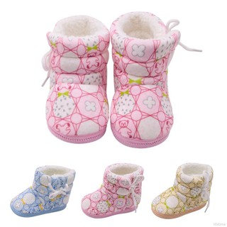 Winter Newborn Baby Printing Cotton Boots Lace-Up Baby Toddler Shoes
