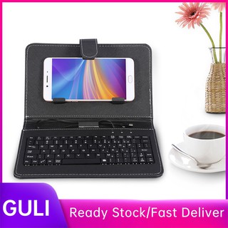 PU Leather Case Wired USB Keyboard Stand Holder Phone Protector Cover for Android (1)