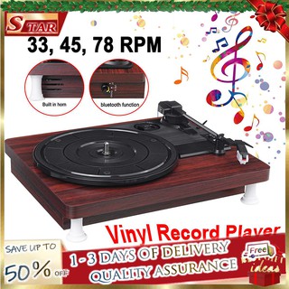 ♫ Retro Record Player 33RPM Antique Gramophone Turntable Disc Vinyl Audio RCA R/L 3.5mm USB DC 5V Gr