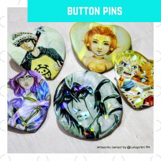 LEIO Personalized / Customized Button Pins - Heart / Round - Glossy / Matte / Glitter / Holographic (1)